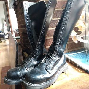 Demonia Riot-20 Black Leather Knee High Boots